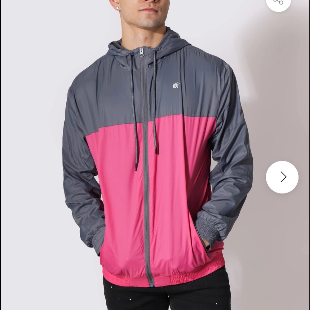 NWOT pink and grey windbreaker